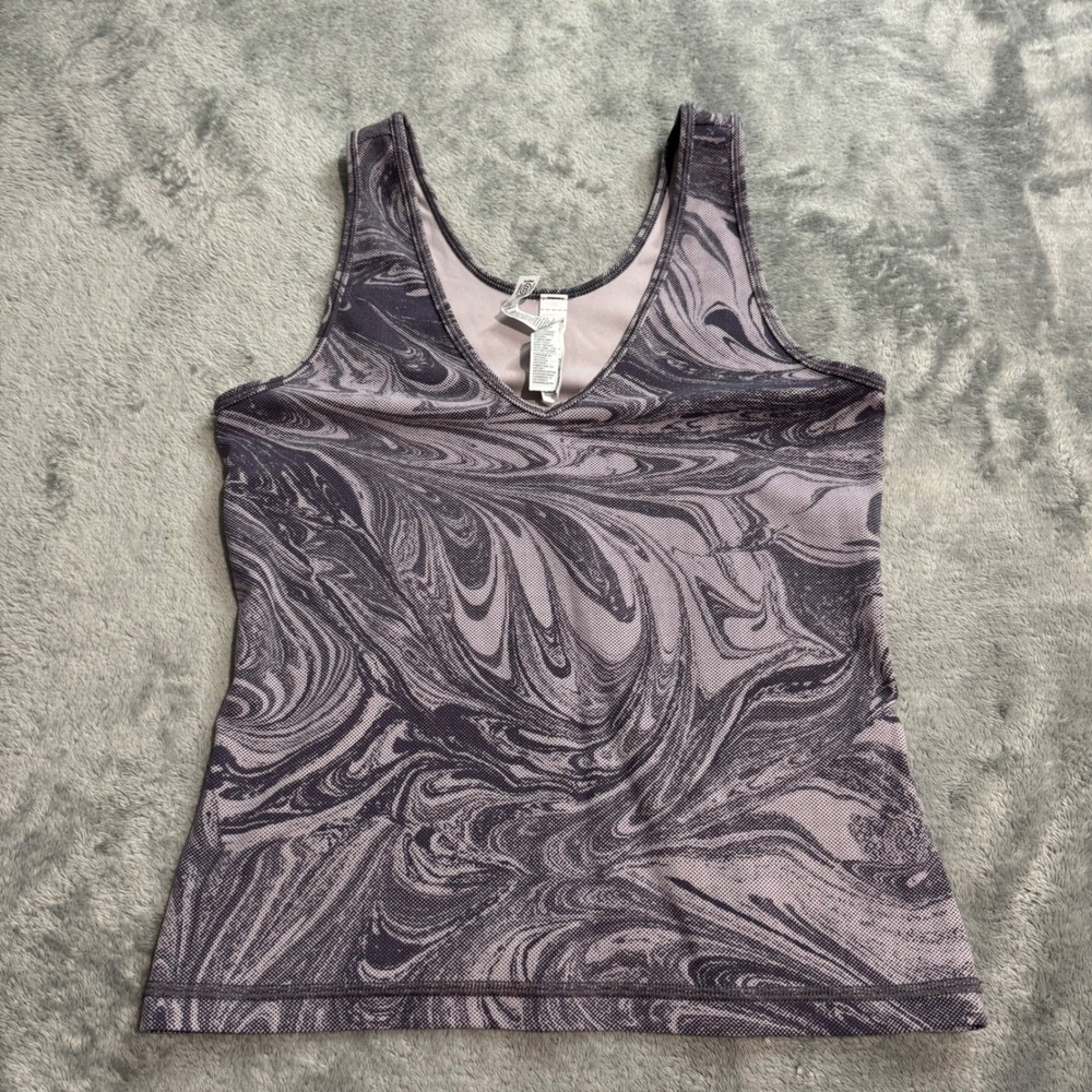 Athleta Transcend Tank Top Marble Swirl Purple Grey V-Neck Camisole XS
